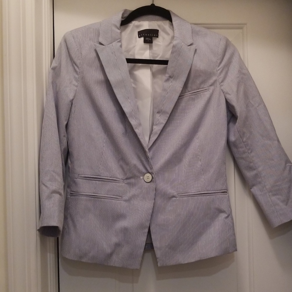 Blue and white stripe blazer size 4